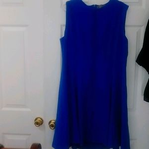 Lela Rose cobalt blue wave trim dress